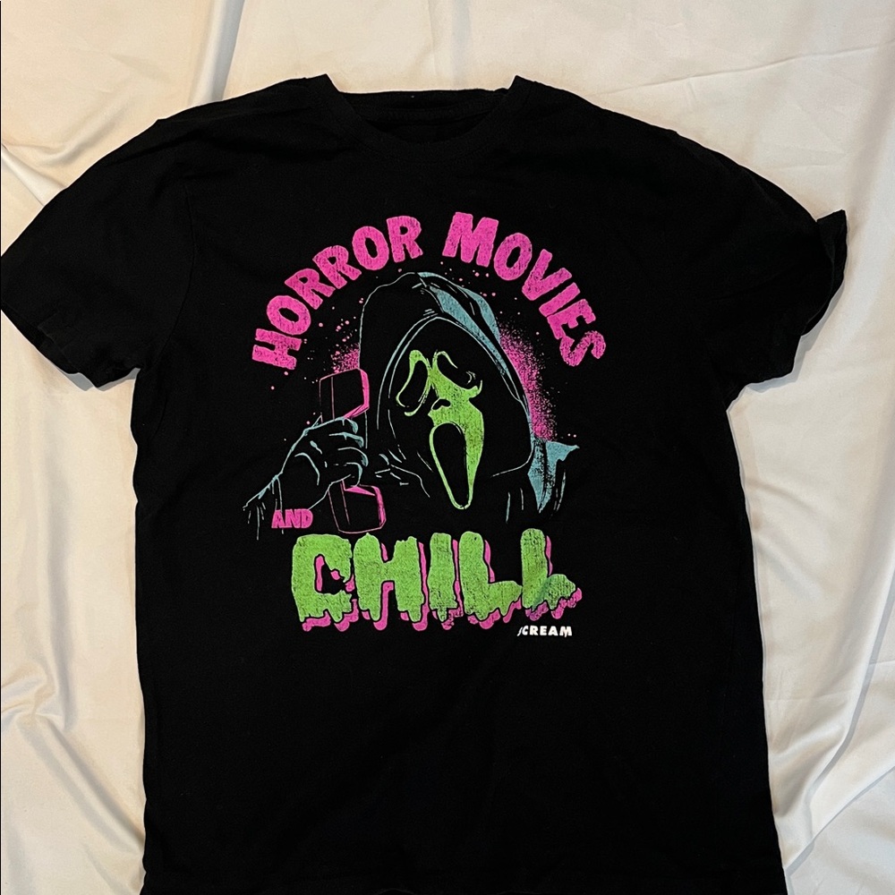 Black Graphic Tee - Horror Movies and Chill
